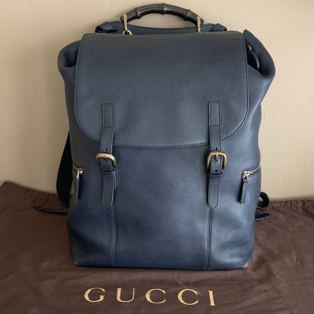 LIMITED EDITION GUCCI LEATHER BACKPACK - NAVY